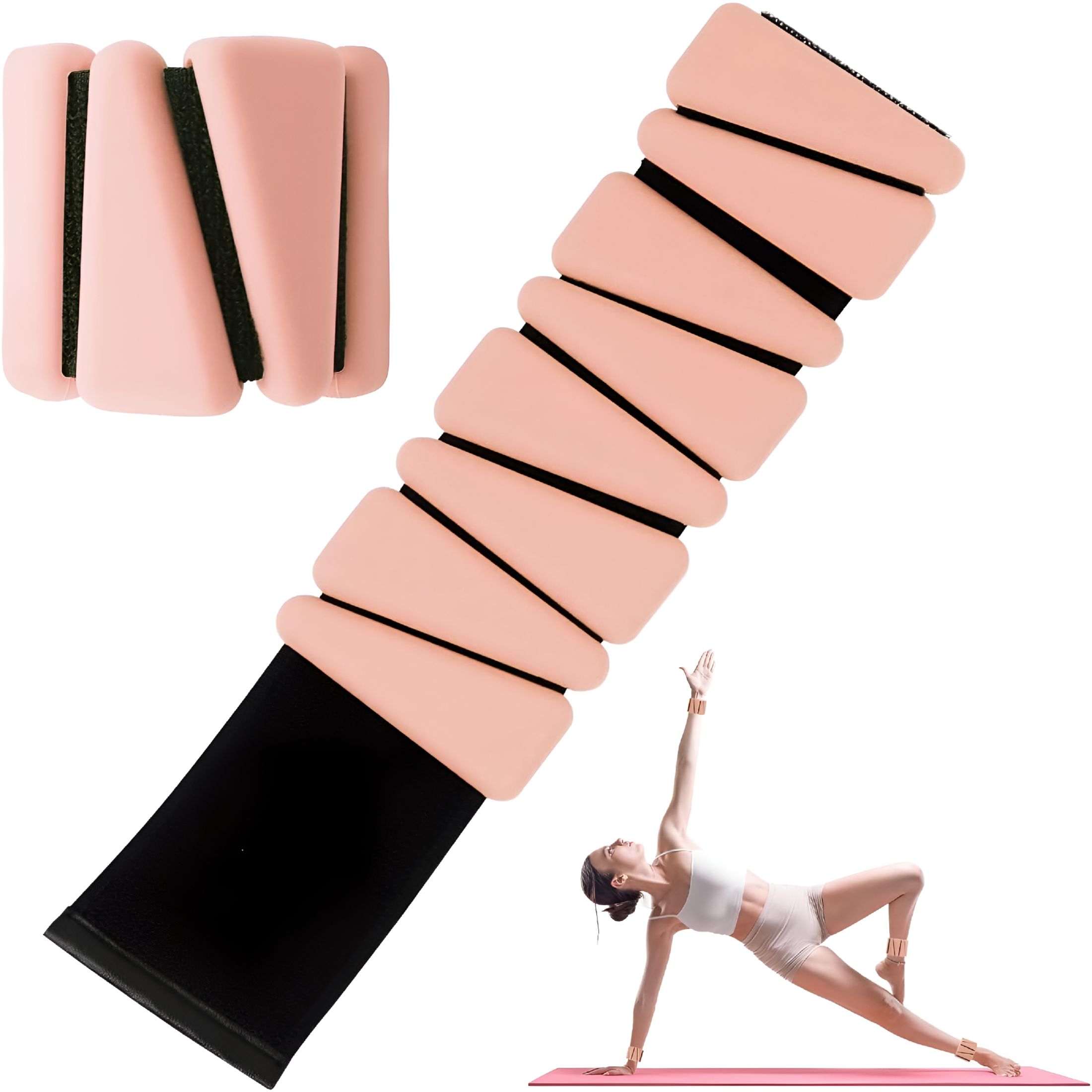 BESTSKY 2026 New Wrist Ankle Weights for Women Set of 2, Adjustable Silicone Weighted Bangles, Wearable Ultra-Durable Strips Weight Bracelet 2 Lbs for Yoga, Pilates, Barre, Walking, Arm & Leg Workout