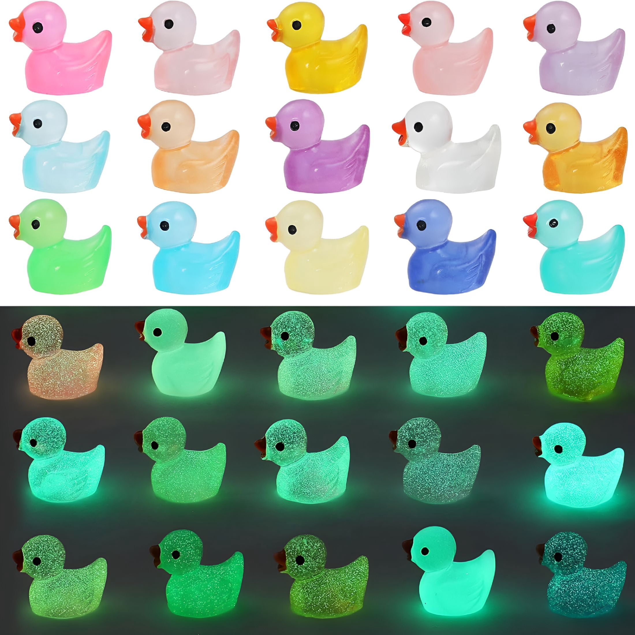 BESTSKY 225 Pcs Luminous Mini Resin Ducks Glow in The Dark Tiny Ducks ...