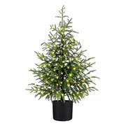 BESTSKY 24 Inch Norfolk Pine Artificial Christmas Tree, Pre-Lit Tabletop Tree with Warm Lights for Front Door and Indoor Decor