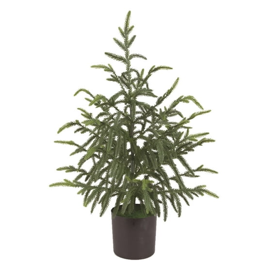 BESTSKY 24 Inch small artificial christmas tree Green Table Top Tree Mini Potted Topiary with Downswept Branches Holiday table christmas tree
