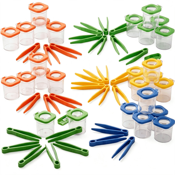 BESTSKY 24 Pack Insect Bug Viewer Kit for Kids with Tweezers Explorer Outdoor Set Bug Catcher Containers for Insects Magnifying Insect Box Observation Kit for Science Nature Exploration Collecting