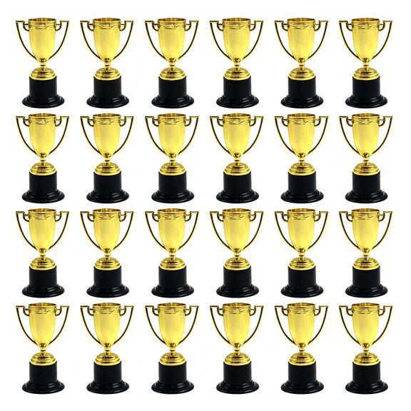 BESTSKY 24 Pcs Mini Trophies,4 " Plastic Trophies for Kids,Gold Trophy Award,Participation Trophys Cup,Bulk Trophys for Party Favors,Sports Rewards,Winning Prizes,Competitions,2026(24)