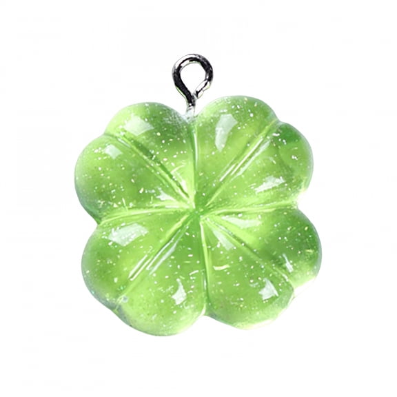 BESTSKY 24 Pcs St. Patrick's Day Shamrocks Mini Resin Ornament Set,Good Luck Clover Hanging Bauble Pendant Decoration for Keyring Tree Shelf Home Decor Irish Festival(Green)