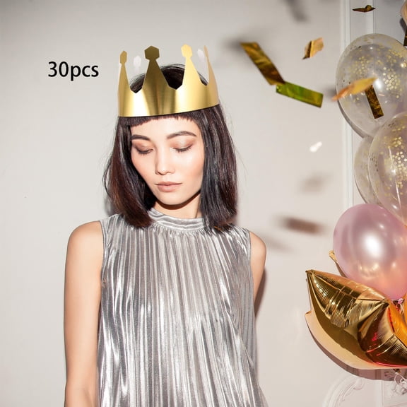 BESTSKY 24Pcs Golden Paper Crown Party Hats Luxurious Celebration Accessories for Birthday Photo Booth Props Paper Crowns