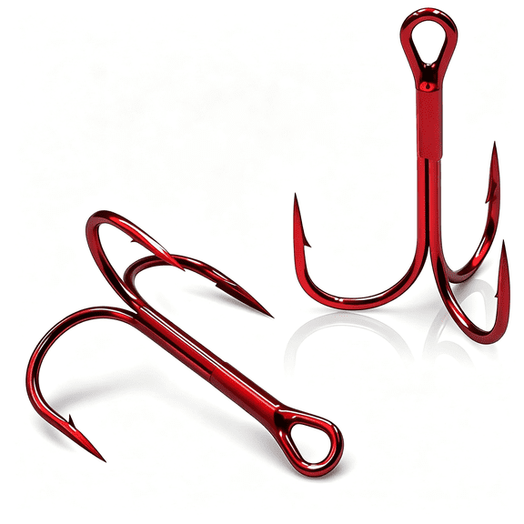 BESTSKY 25/50/200Pcs Treble Hooks Red,Replacement Hooks for Hard Lures High Carbon Steel,Ultra Barbed Triple Fishing Hooks for Saltwater Freshwater,Fish Hook for Bass Trout Size 14-4/0
