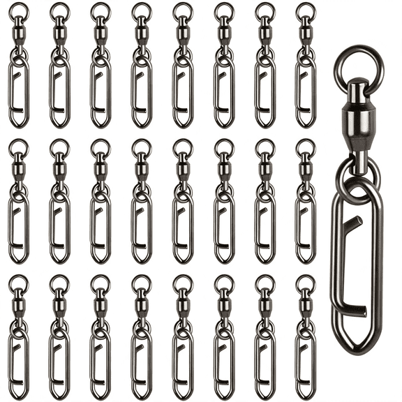 BESTSKY 25Pcs Fishing Speed Clips for Fishing Lures Quick Change Fishing Snap Ball Bearing Swivel Clips Top Water Speed Clips Freshwater Saltwater Crankbait Popper Lure Quick Snaps Connector Tackle