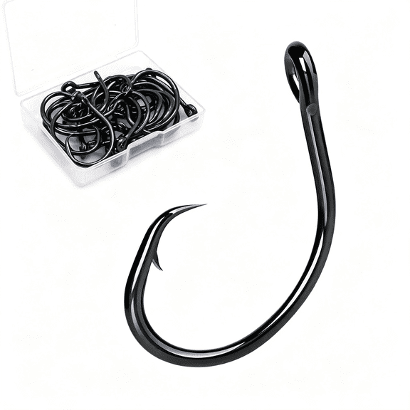BESTSKY 25Pcs Inline 5X Strong Circle Hooks,Fishing Hooks for Saltwater | High Carbon Steel,Non-Offset Wide Gap Fish Hook for Catfish,Striped,Bass,Salmon,Mackerel,Tuna Sizes #1-12/0