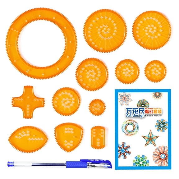 CCOCC 27Pcs Classic Gear Set Magic Geometric Ruler Kids DIY Creative Art Craft Painting Drawing Toy