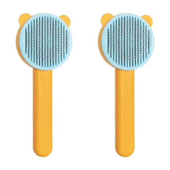BESTSKY 2PCS Cat Brush,Finely Polished Steel Needle Dog Brush,Effective Grooming Cat Stuff,Orange