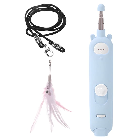 BESTSKY 2PCS Cat Laser Toy with 3 Colors & 5 Patterns, Telescopic Pole with Feathers and lazer pointer for cat for Fun Interactive Play, Cat Gifts for Households with Cats, Blue