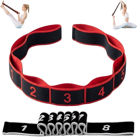 BESTSKY 2Pack 8-Section Resistance Band with Numbered Markings, Exercise Band for Stretching, Yoga, Pilates & Home Fitness - Track Progress with Adjustable Tension, High-Elastic Latex Training Band