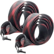 BESTSKY 2Pack Casting/Spinning Fishing Rod Socks Braided Mesh Rod Sleeve Cover Protector Pole Gloves 7-1/4ft -8ft, Black-Red
