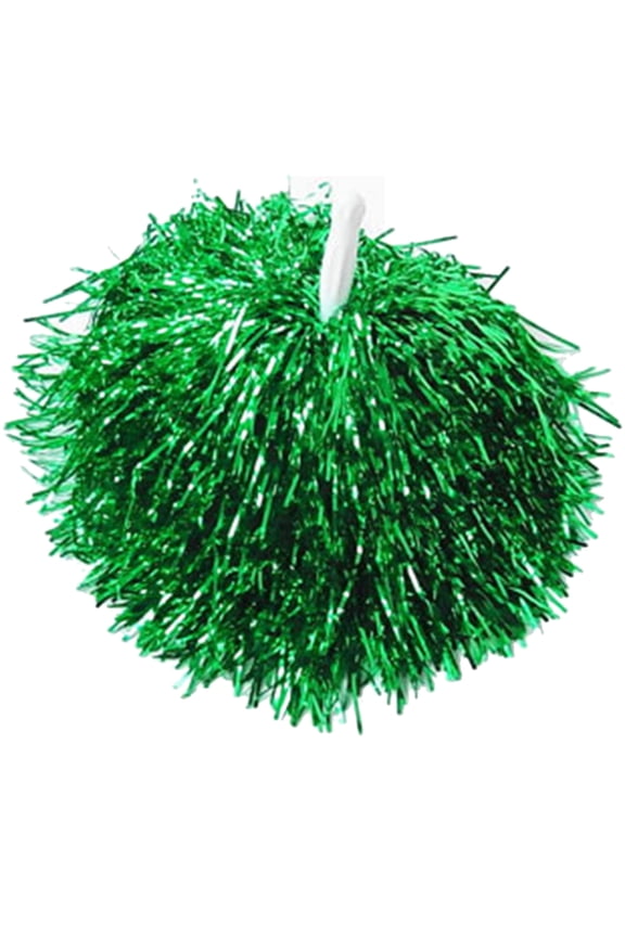 (2Pack) Cheerleading Pom Poms with Straight Handle Team Spirit Chee Props for Aerobics Dancing School Sports Game Green