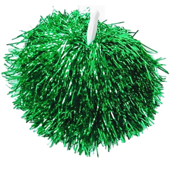 BESTSKY (2Pack) Cheerleading Pom Poms with Straight Handle Team Spirit Chee Props for Aerobics Dancing School Sports Game Green