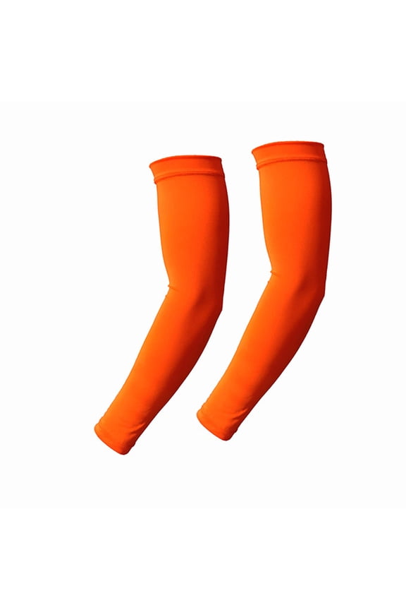 2Pairs Arm Sleeves Breathable Sweat-Wicking Volleyball Arm Sleeves,Elastic Arm Sleeves for Men,UPF50+ Sun Protection Sleeves for Active Days,Neon Orange