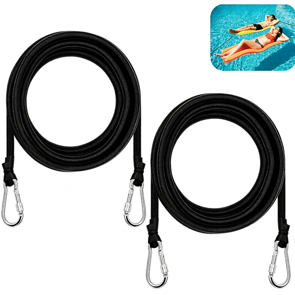 BESTSKY 2Pcs 118 Inch Foam Water Pad Mat Bungee Cord Lily Pad Bungee Cord with 2 Carabiners Foam Lake Mat Cord Floating Mat Tether Kit for Secure Mooring Lily Pad Tether Kit