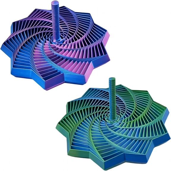 BESTSKY 2Pcs 3D Printed Expanded Sensory Fidget Star,Expandable 4.3 Inch Fractal Fidget Hexagon with Handles,Colorful Whirling Spiral Design,Ideal for Office Stress Relief
