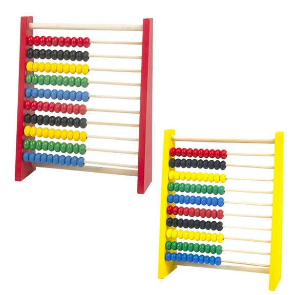 BESTSKY 2Pcs Abacus,Cognitive Number Trainer Abacus for Kids Math,Accurate Hole-Making Wood Abacus,Color Mixing2