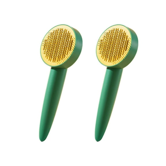 BESTSKY 2Pcs Cat Brush,Efficient Detangling and Hair Removal Dog Brush,Self-Cleaning Function Design Dual Function for Grooming and Beauty Cat Stuff,Green