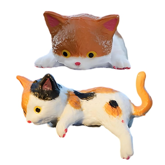 BESTSKY 2Pcs Cat Figurines,Vivid Mini Cat Cat Sculpture,Detailed Lifelike Model Resin Animals,Style1
