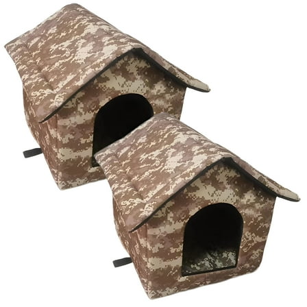 BESTSKY 2Pcs Cat House,Windproof and Rainproof Outdoor Cat House,Protects Pets From Elements Heated Cat House for Outside,Style1