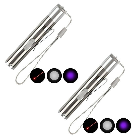 BESTSKY 2Pcs Cat Laser Pointer Toy,Multi-Functional Design Laser Pointer High Power,Laser Infrared High Power Laser Pointer,Silver