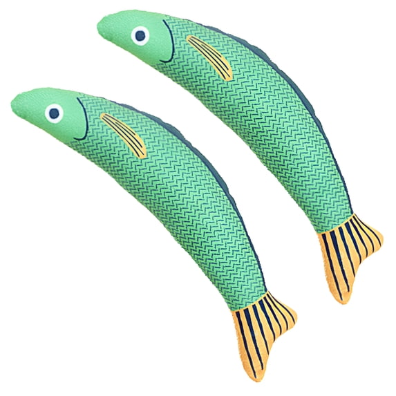 BESTSKY 2Pcs Cat Toy,Thick Cotton Fabric Interactive Cat Toys,Tough Against Scratching Kitten Toys for Indoor Kittens,Green,24cm