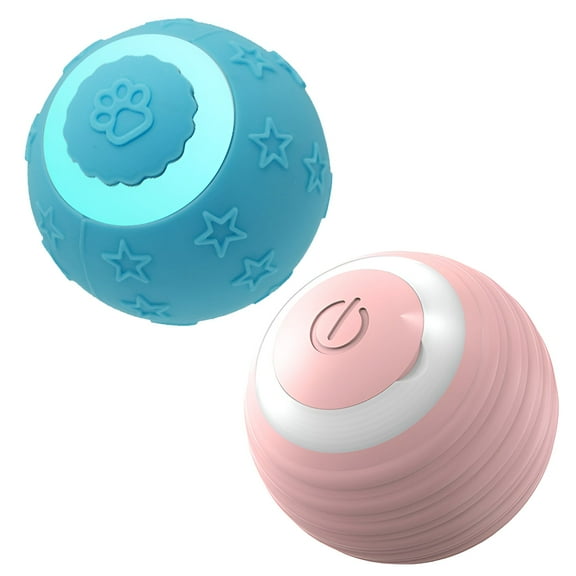 BESTSKY 2Pcs Cat Toys for Indoor Cats,Low-Noise Rolling Cat Ball Toy,Safe Play Technology Moving Cat Toy,Blue&Pink