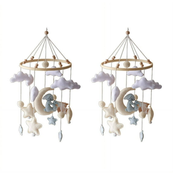 BESTSKY 2Pcs Crib Mobile,Soft and Calming Musical Tones Mobile for Crib,Vibrant and Attention-Grabbing Colors Baby Mobile