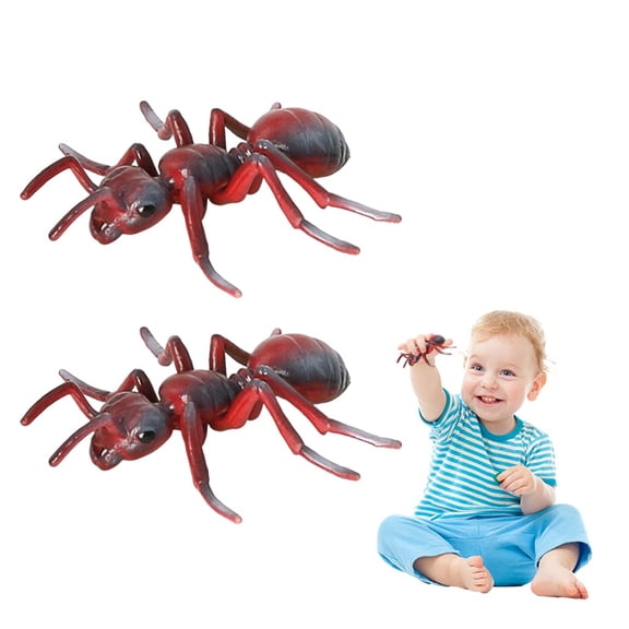 BESTSKY 2Pcs Fake Bugs, Realistic PVC Red Ant Toys, High Fidelity Plastic Insect Models for Science Education, Party Pranks, Easter Baskets, and Home Decor