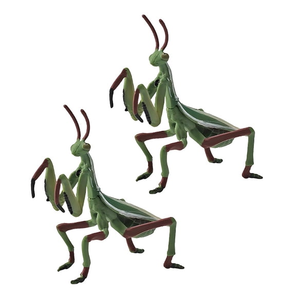 BESTSKY 2Pcs Fake Bugs, Realistic Praying Mantis Plastic Models, Curved Joint PVC Insect Toys for Science Education, Halloween Pranks, Party Props, and Nature Decor