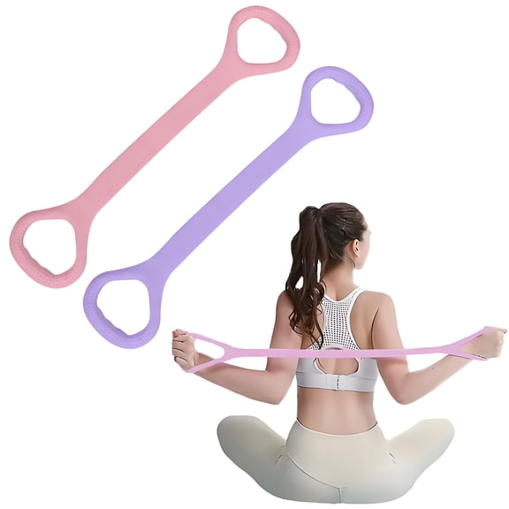 BESTSKY 2Pcs Figure 8 Resistance Band,Silicone Resistance Bands for Working Out,Thicker Arm Back Shoulder Stretching Strap,Exercise Band for Yoga,Pilates,Home Workout