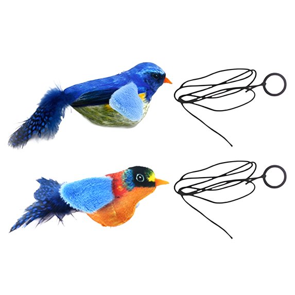 BESTSKY 2Pcs Flapping Bird Cat Toy,Engaging Bird Sounds Bird Cat Toy,Active Cat Pursuit Cat Bird Toy Flapping,Blue&Beige