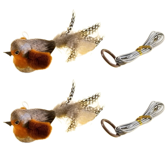 BESTSKY 2Pcs Flapping Bird Cat Toy,Hanging Swing Design Cat Bird Toy Flapping,Simulate Bird Movement Play Chirping Bird Cat Toy Flapping Wings,Brown
