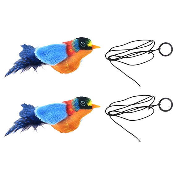 BESTSKY 2Pcs Flapping Bird Cat Toy,High-Elastic Polyester Cat Bird Toy Flapping,Bite-Resistant Features Chirping Bird Cat Toy Flapping Wings,Beige