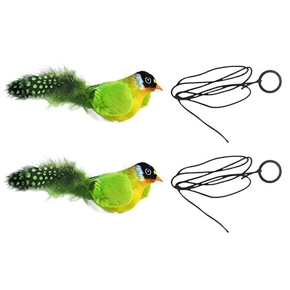 BESTSKY 2Pcs Flapping Bird Cat Toy,Pearl Bird Feathers Bird Cat Toy,Non-Damaging Safe Design Cat Bird Toy Flapping,Green