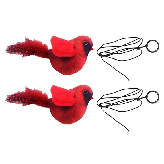 BESTSKY 2Pcs Flapping Bird Cat Toy,Reusable Design Chirping Bird Cat Toy Flapping Wings,No Single-Use Components Bird Cat Toy,Red