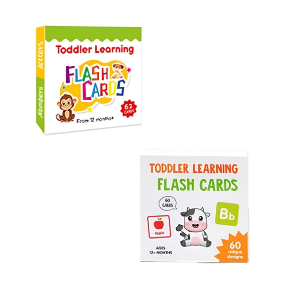 BESTSKY 2Pcs Flash Cards,Learn About Animals Toddler Flash Cards,Early