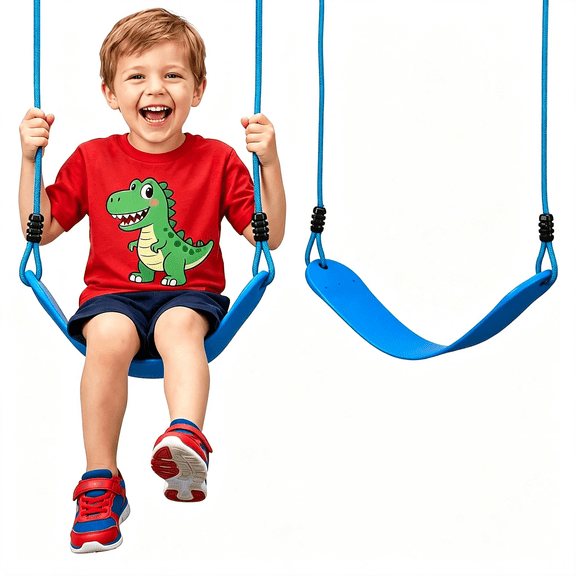 BESTSKY 2Pcs Heavy Duty Kids Swing Seat with 79"Adjustable Rope,330 Lbs Capacity Swing Set Accessories Replacement with 4 Carabiners and 4 Extra Hanging Straps,Outdoor Tree Playground Gifts,Blue