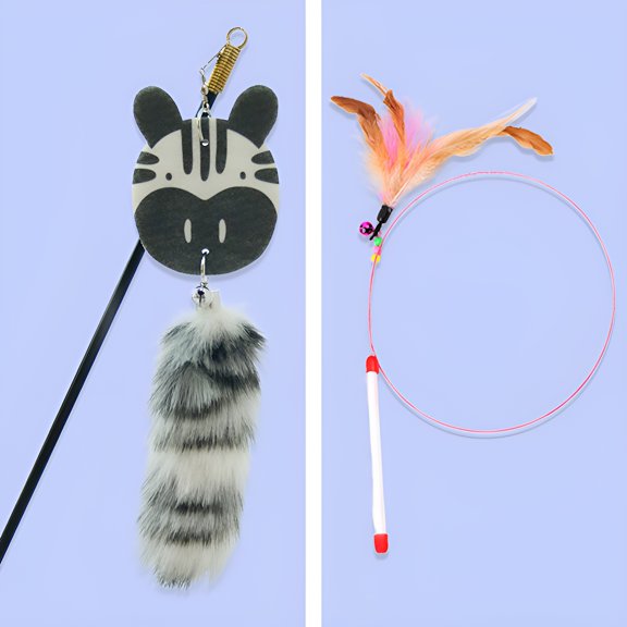 BESTSKY 2Pcs Interactive Cat Toy,Flexible Length Interactive Cat Toys for Indoor Cats,Instant Fun Play Experience Kitten Toys,Style2