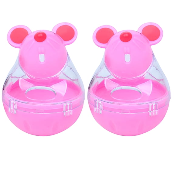 BESTSKY 2Pcs Interactive Cat Toy,Smart Food Dispensing Cat Toys Interactive,Play and Eat Simultaneously Kitten Toys,Pink