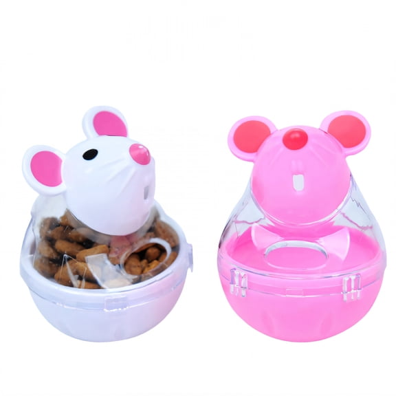 BESTSKY 2Pcs Interactive Cat Toy,Wobble Design Cat Stuff,Automatic Rebound Fun Interactive Cat Toys,White&Pink