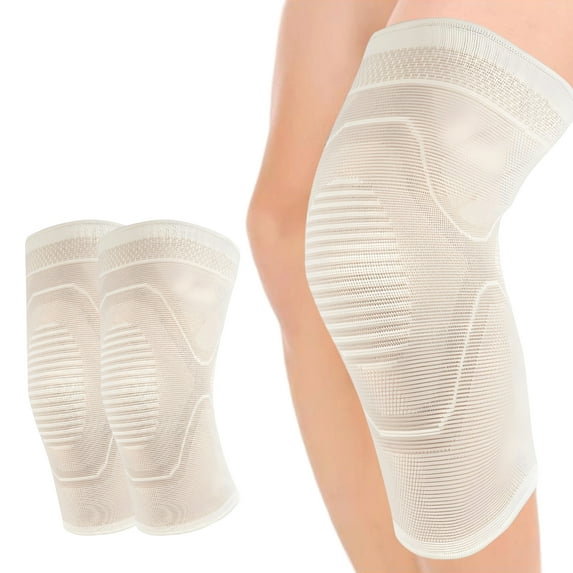 BESTSKY 2Pcs Knee Pads for Men,Nylon Material Knee Pads,Moisture Wicking Knee Support,Natural,L