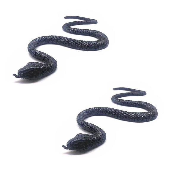 BESTSKY 2Pcs Lifelike Snake,Realistic Snake Design Simulation Snake,Soft Flexible Material Safe Non-Toxic and Long-lasting Realistic Snake,Black,27.5
