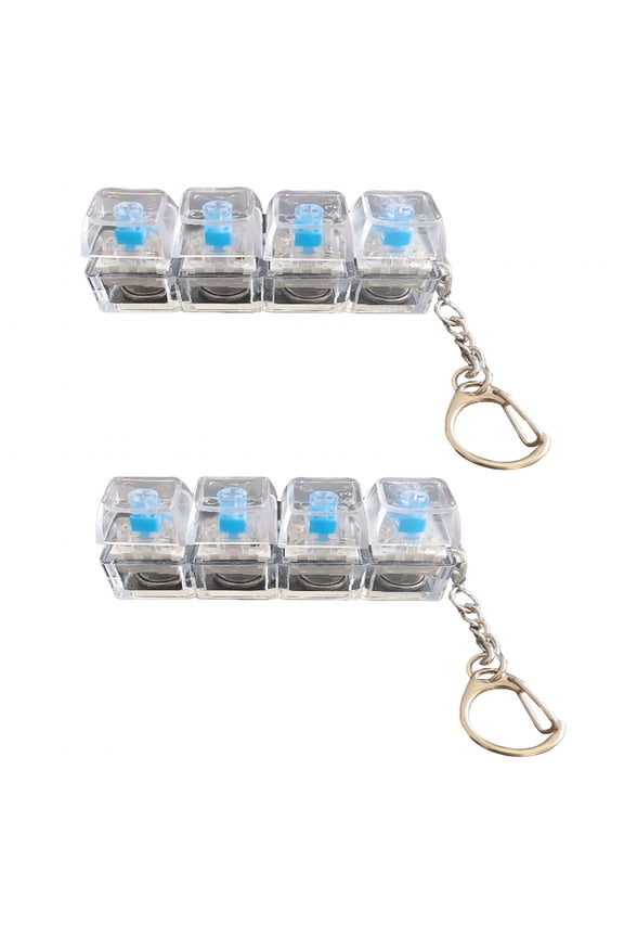 2Pcs Mechanical Key Keyboard Fidget Toy,Clicker Keychain with Transparent Keycaps,Loud Sound for Stress Relief,Adults,Clear (No Light)