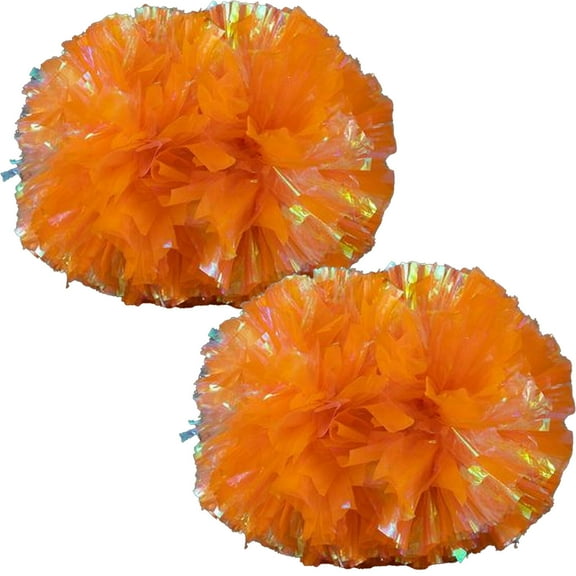 BESTSKY 2Pcs Metallic Foil Cheer Pom,Cheerleading Flower Balls,Cheerleading Poms,Orange
