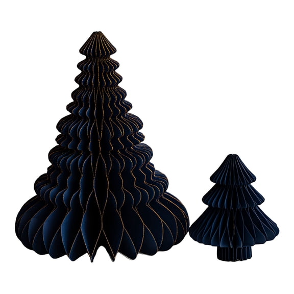 BESTSKY 2Pcs Paper Christmas Tree Decoration 3D Honeycomb Trees Table Centerpiece Holiday Home Decor for Parties Supplies-Navy Blue,1 Set