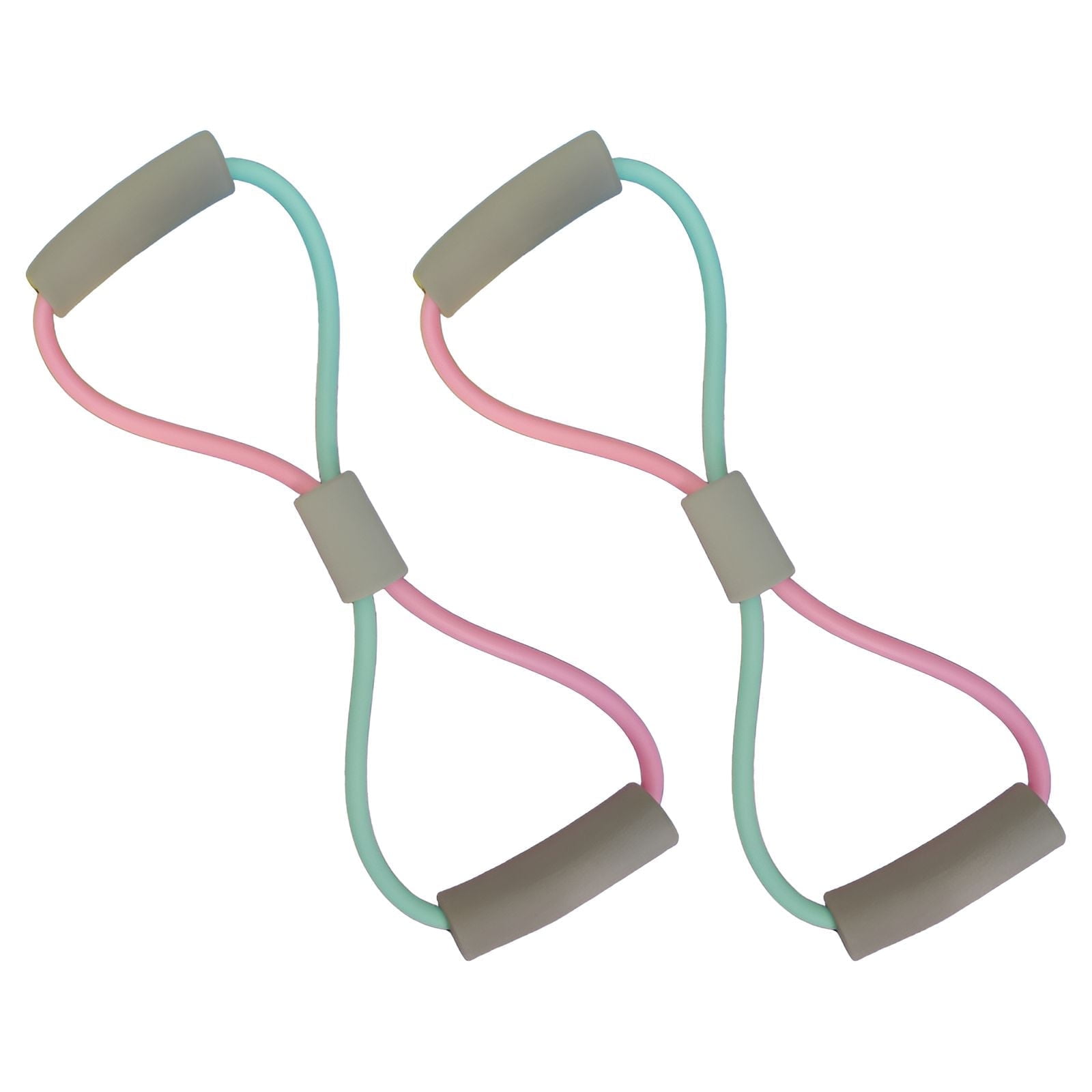 2 Bandes élastiques De Musculation Avec Poignées - Pour Fitness, Yoga, Pilates - En Latex Naturel - Pack Bleu Et Rose