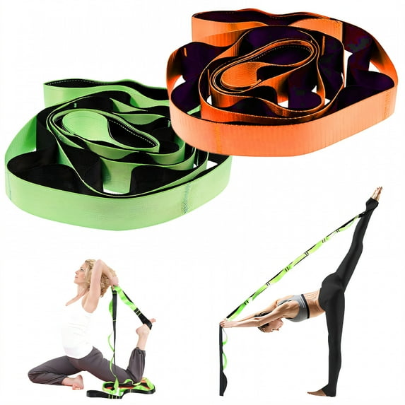 BESTSKY 2Pcs Stretching Strap,Slip-Free Assist Yoga Straps for Stretching,Stretch Straps with Loops for Rehab,Fitness,Workout,Colormixing6