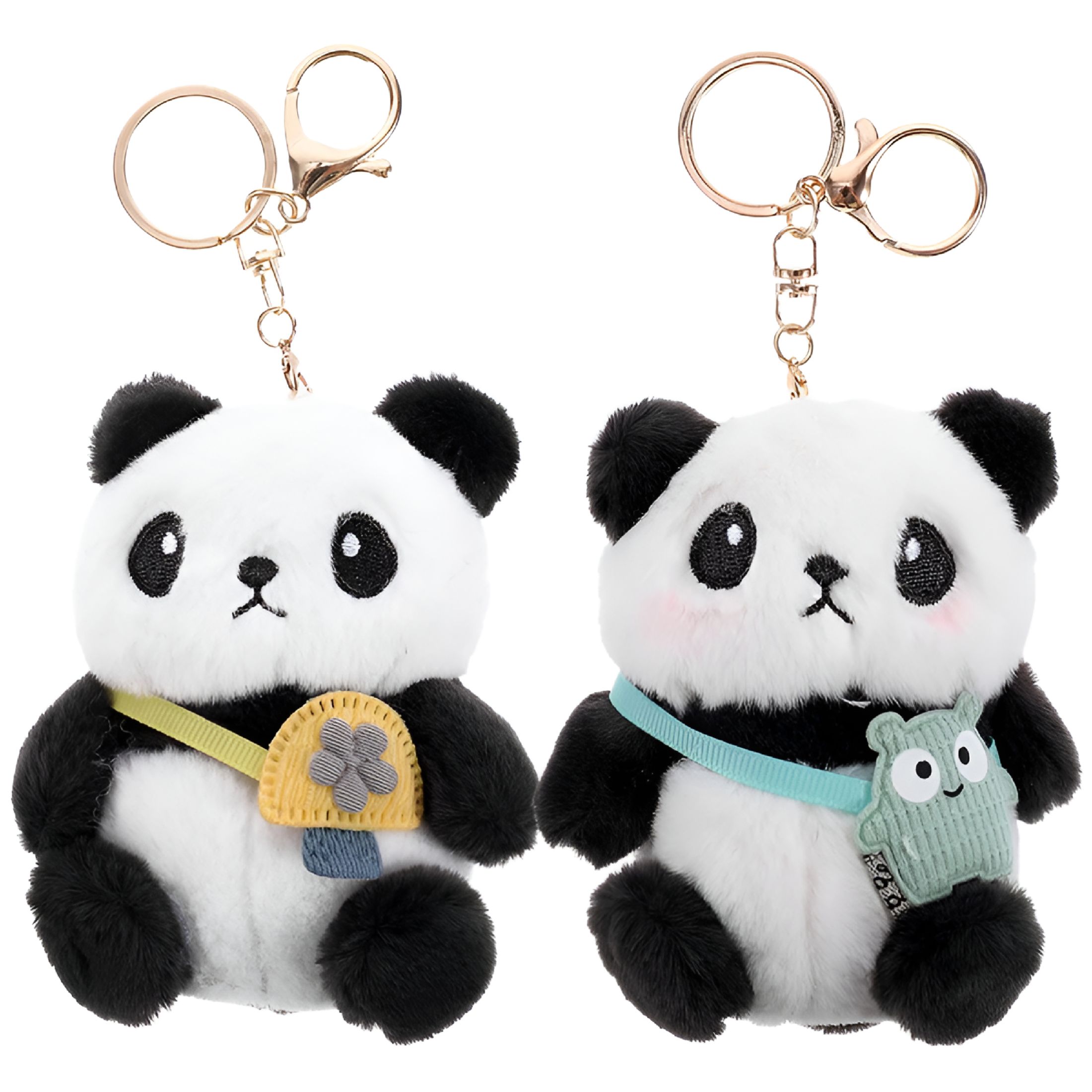 BESTSKY 2Pcs Stuffed Animal Keychain Cartoon Panda Doll Key Ring Lovely ...